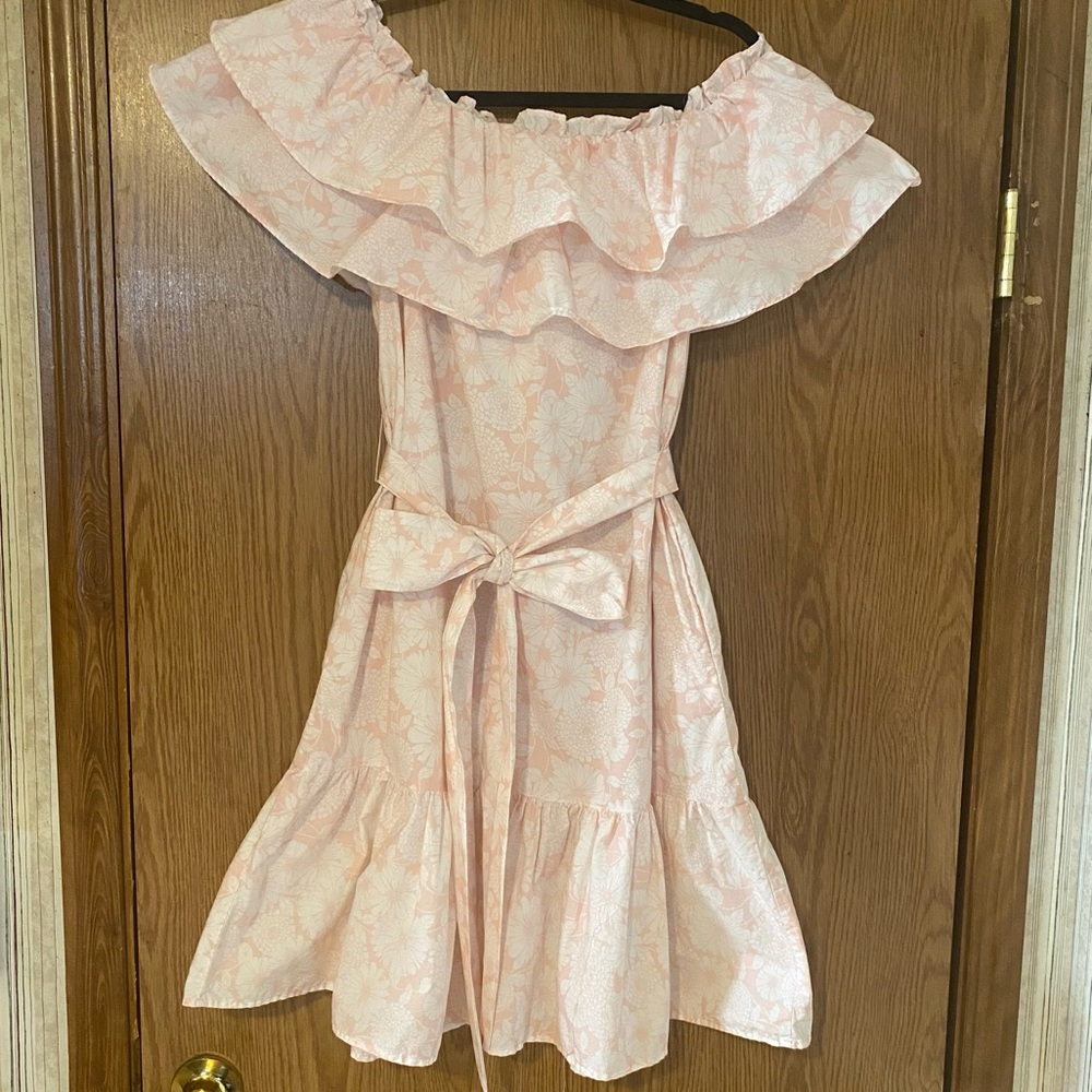 Lisa Marie Fernandez For Target Pink Off The Shoulder Ruffle Tiered Dress XS